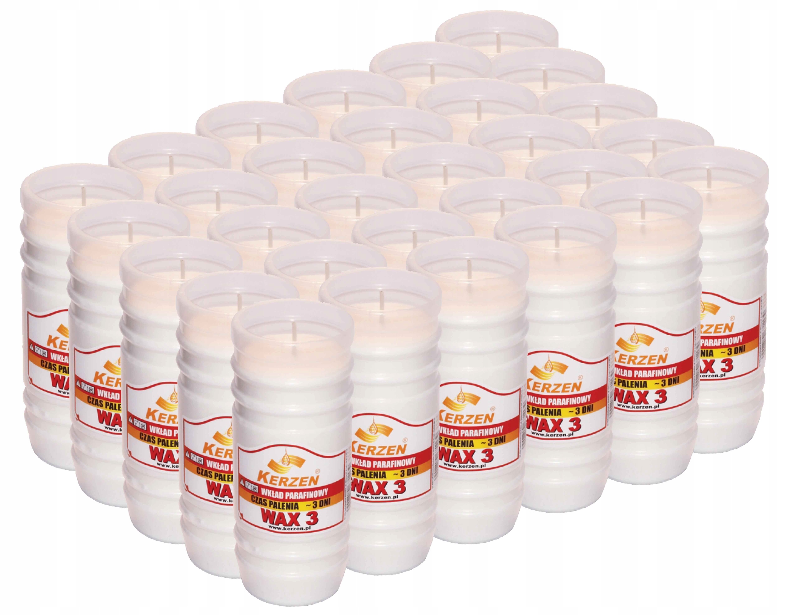 KERZEN WAX 3 parafínové vložky do sviečok 72h 30 ks